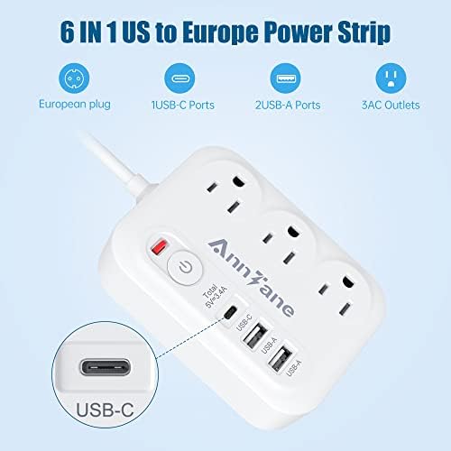European Travel Plug Adapter with 4FT Extension Cord, (Not for UK) US to European International Plug Adapter Travel Essentials France Germany Greece - Image 3