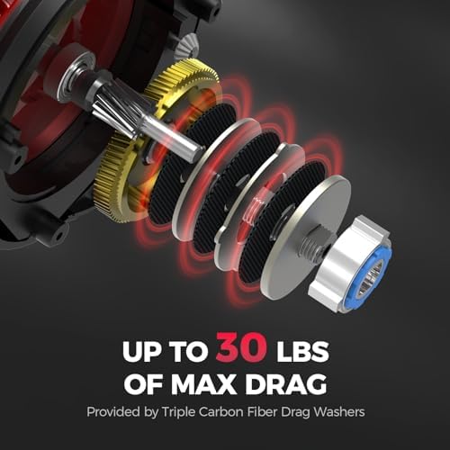 KastKing ReKon Round Baitcasting Fishing Reel, Saltwater Inshore Surf Trolling Reel, Up to 30LBS Powerful Max Drag, Conventional Reel for Catfish, Musky, Bass, Durable Graphite Frame for Saltwater - Image 3