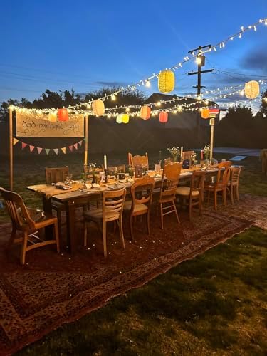 Set of 10 Paper Lanterns 6inches Variety Color Vibrant Paper Lanterns LED Lights, Hollow Out Hanging Paper Lanterns with Tassels Walking Sticks for Dinner Birthday Party Decor (Oval-Shaped) - Image 6